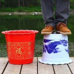 Plastic Wavy Flower Pot Thickened White Chinese Style Landscape Unit Suitable for Large and Medium Potted Plant Pot