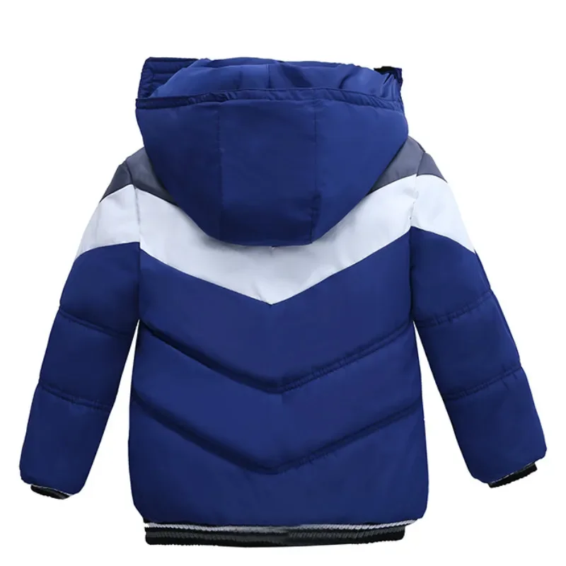 Christmas Patchwork Boys Jacket Outwear Warm Hooded Winter Jackets for Boy Girls Coat Children Parka Clothing Coat Windproof