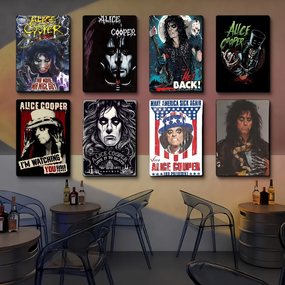 Singer Alice Cooper Classic Vintage Posters Whitepaper Prints Posters Artwork Kawaii Room Decor