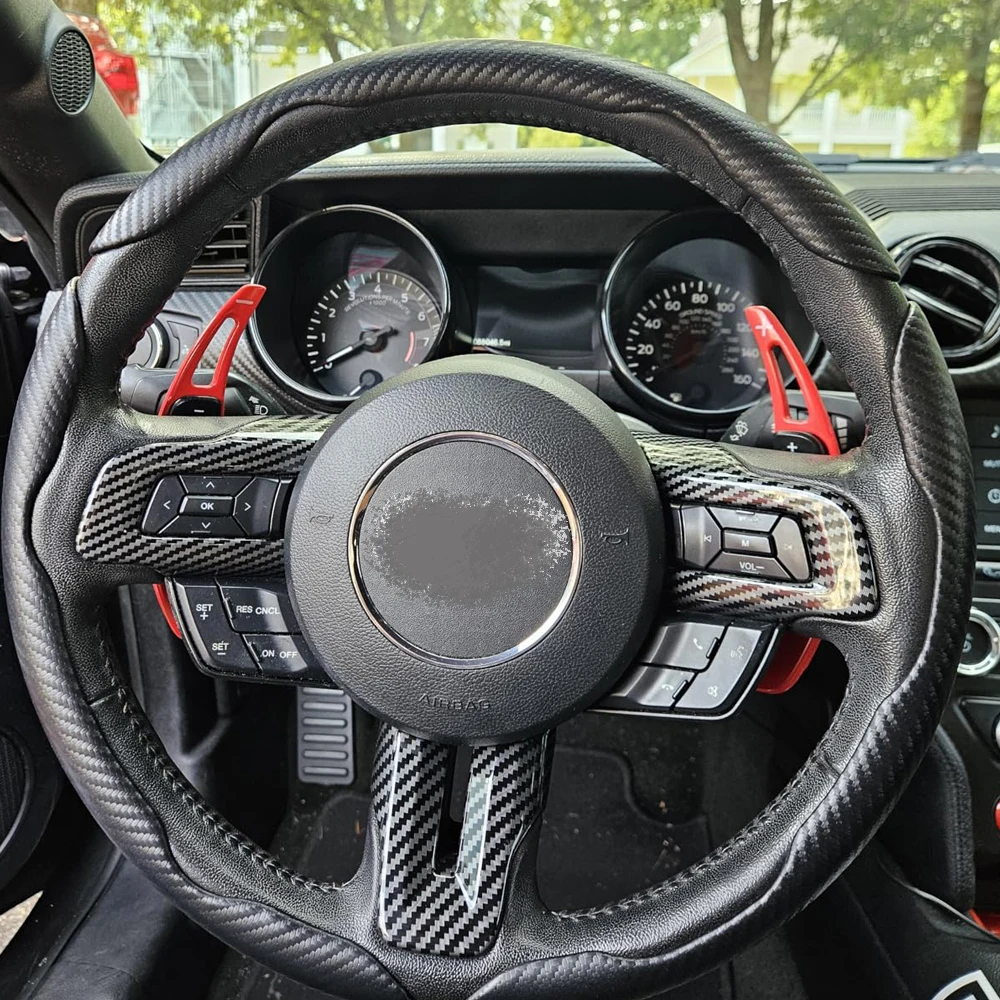 Carbon Faser Stil Lenkrad Panel Abdeckung Trim Aufkleber Für Ford Mustang 2015-2023 Auto Innen Zubehör – Detail 7