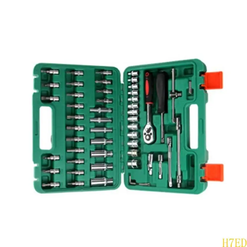 

H7ED Multipurpose 53 Piece Auto Maintenance Ratchet Wrench Tool with Bit Socket