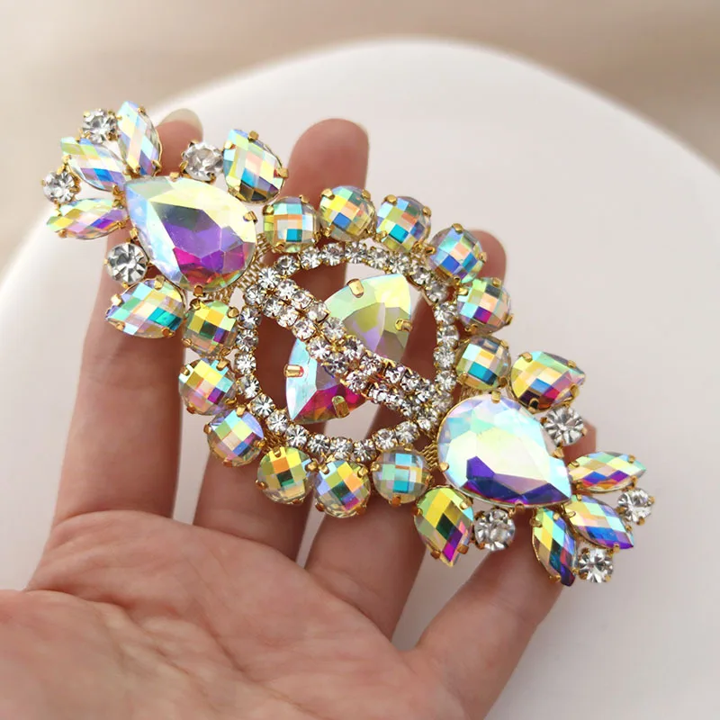 

1PCS Wedding Dress Garment Shoe Rhinestone Applique Cute Metal Crystal Patch Women's Evening Gown Sew-On Decor Accessory