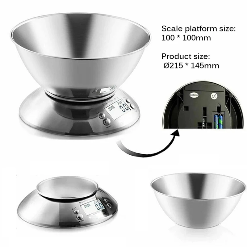 Precise Kitchen Digital LED Electronic Scale With Removable Bowl Kitchen Restaurant Food Weight Measuring Tool