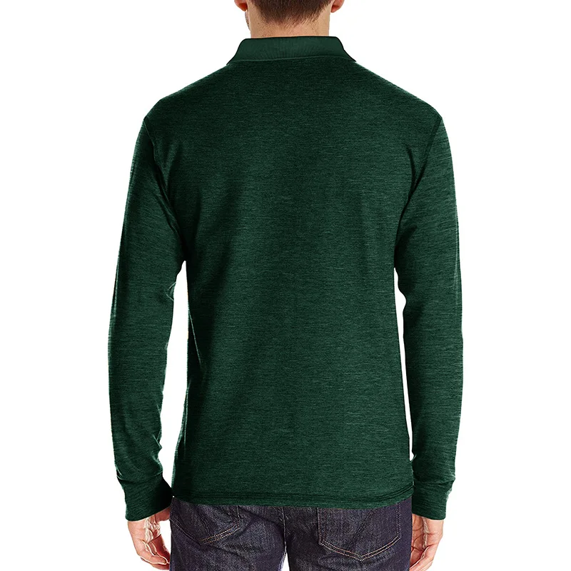 Frühling Trend männer Langarm Casual T-shirt Solide Revers Button Up Pullover Tops Herbst Drehen Unten Kragen Bodenbildung Polo-Shirt – Detail 28