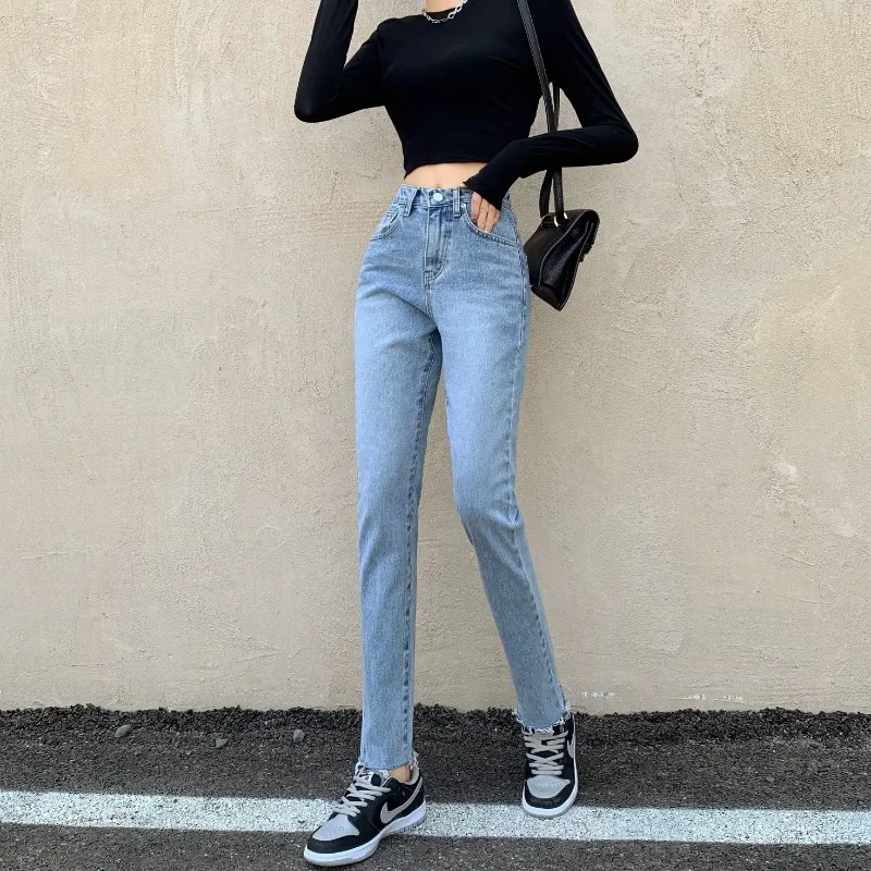 

Ladies New Fashion High Waisted Jeans Boots Pants Women Clothes Girls Streetwear Fur-lined Pencil Pants Female Trousers VAP0067