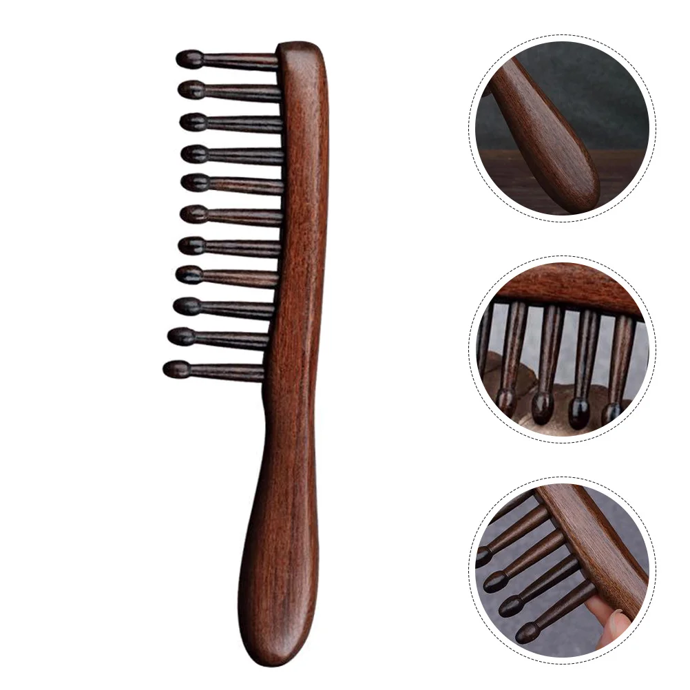 

Wide Tooth Sandalwood Hair Comb Long Handle Detangler for Curly Hair Gentle Rounded Teeth Wooden Scalp Massage Comb Natural Wood
