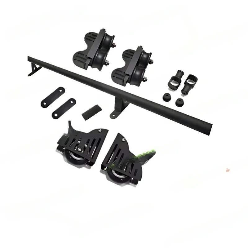2M 5M Sliding Library Black Track Kit, Telescopic Top Roller Can Be Upright, Brake Bottom Wheel (No Ladder)