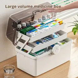 1pc White Large Capacity Medicine Box For Home Medicine Storage Multi Layer Classification Home Medicine Box