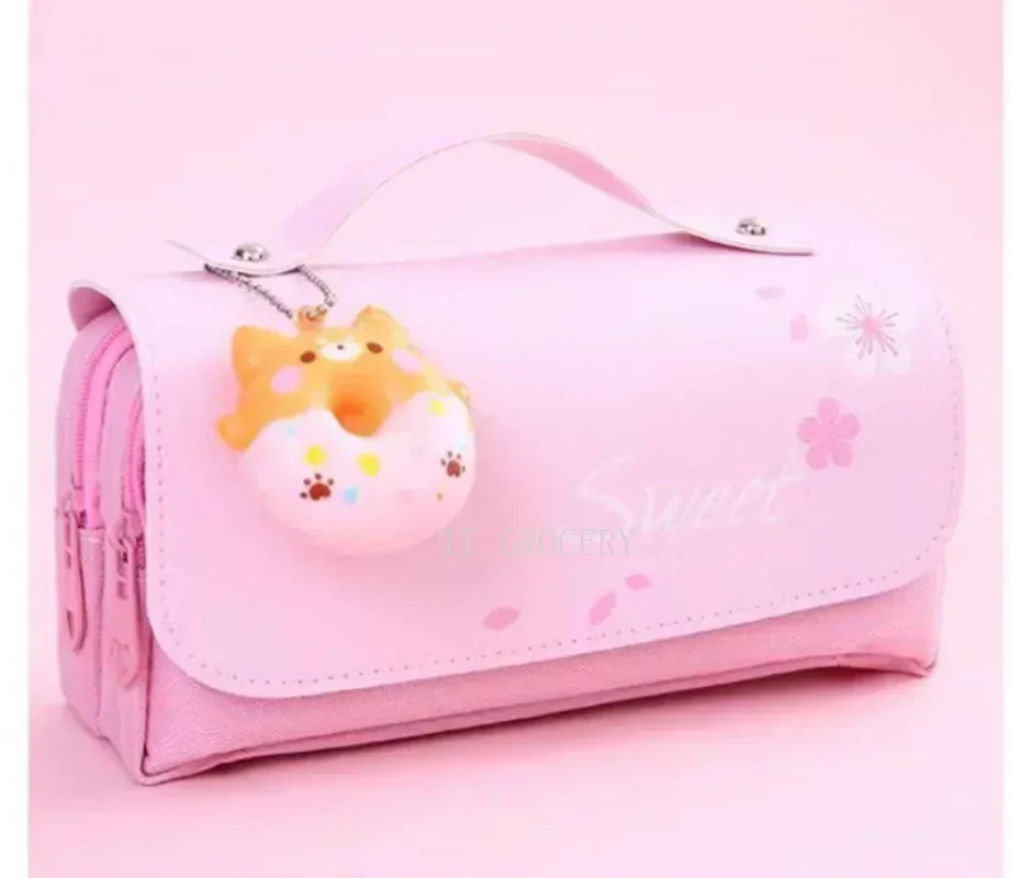 Imagem -05 - Cute Cat Decompression Pencil Case Grande Pencil Box Portable Girls Pen Bolsa Bolsa Escolar de Dupla Camada Papelaria Kawaii