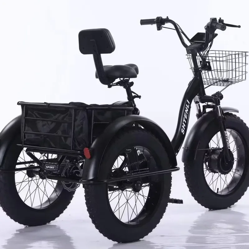 Factory-made adult electric tricycle, 2-year warranty, 6-speed steel frame, disc brakes (customizable motor and battery)