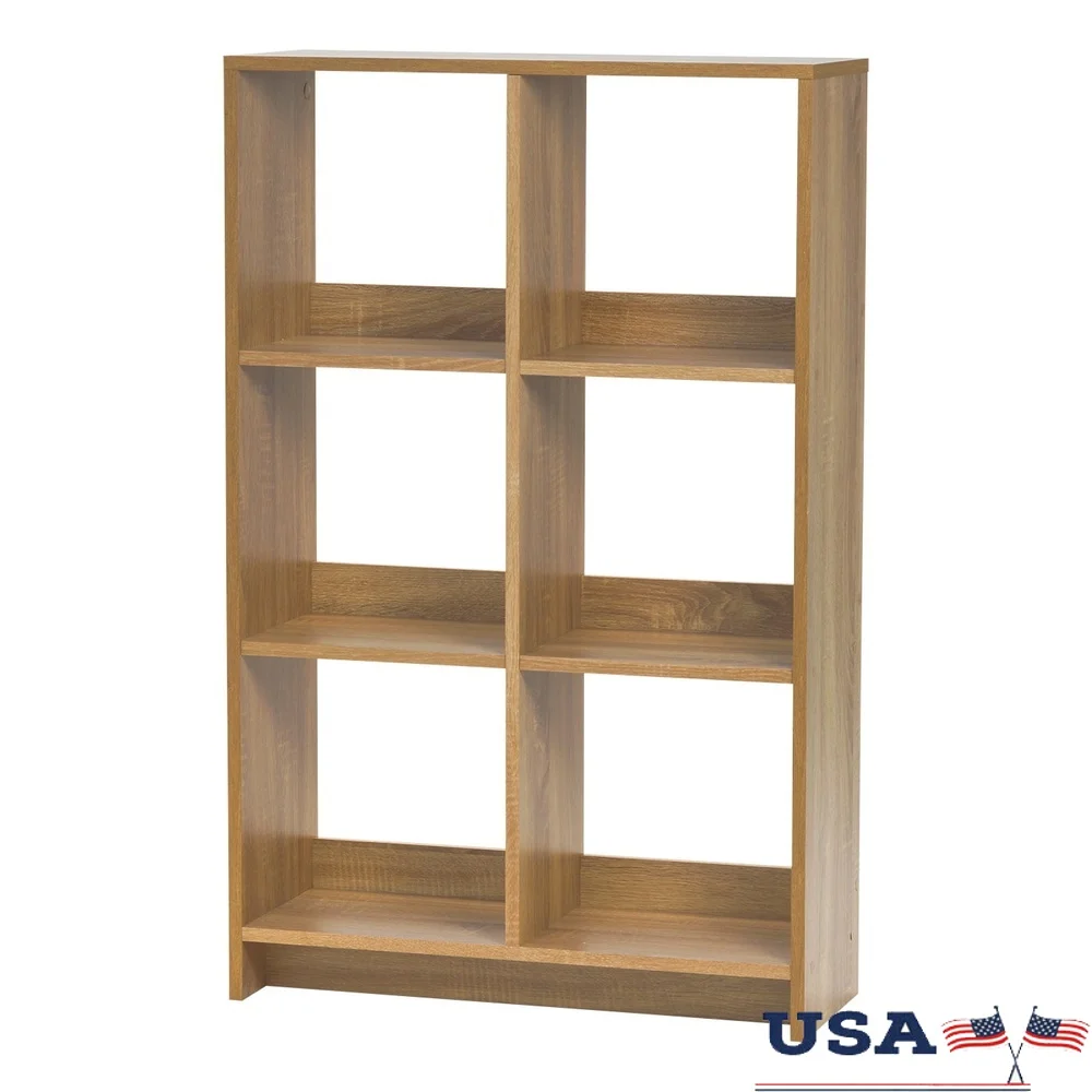 

6-Cube Heavy-Duty Organizer Ash Brown MDF Storage Unit Versatile Open Back Bookcase Ideal Bedroom Office Bathroom Kitchen
