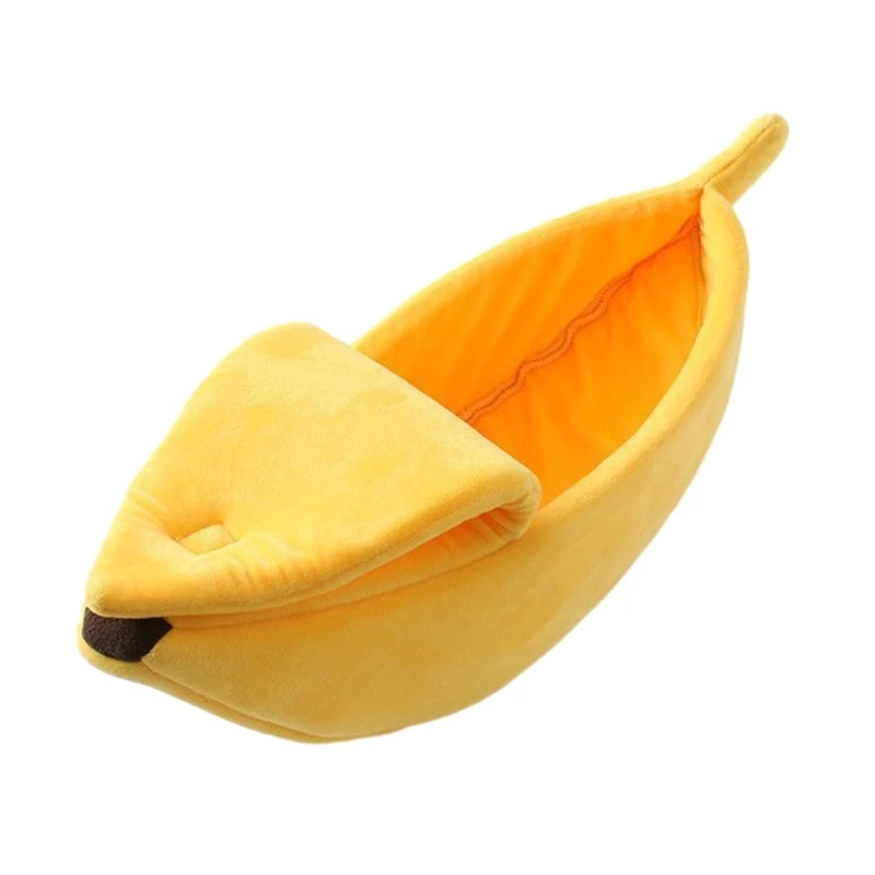 

Pet Banana Bed House Soft Indoor Semi-closed Cave Tent for Cat Kitten Puppy Small Animals Pet Thicken Cushion Pad