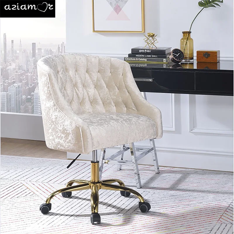 ACME Levian Office Chair in Vintage Cream Velvet & Gold 92517 On-Site