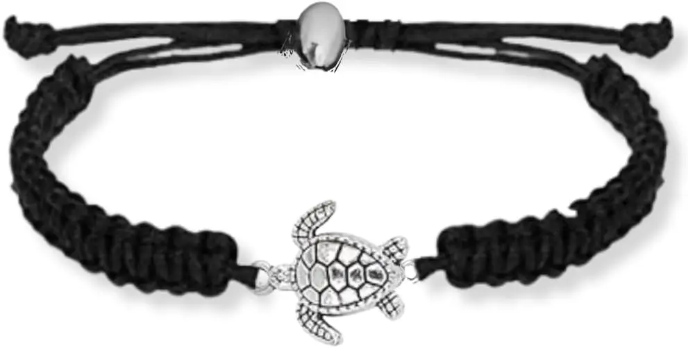 Turtle Charm Bracelet - Handmade Adjustable Braided Rope Bracelet, Boho Sea Life Jewelry, Unisex Gift for Ocean Lovers, Pet Owners, and Save the Turtles Supporters