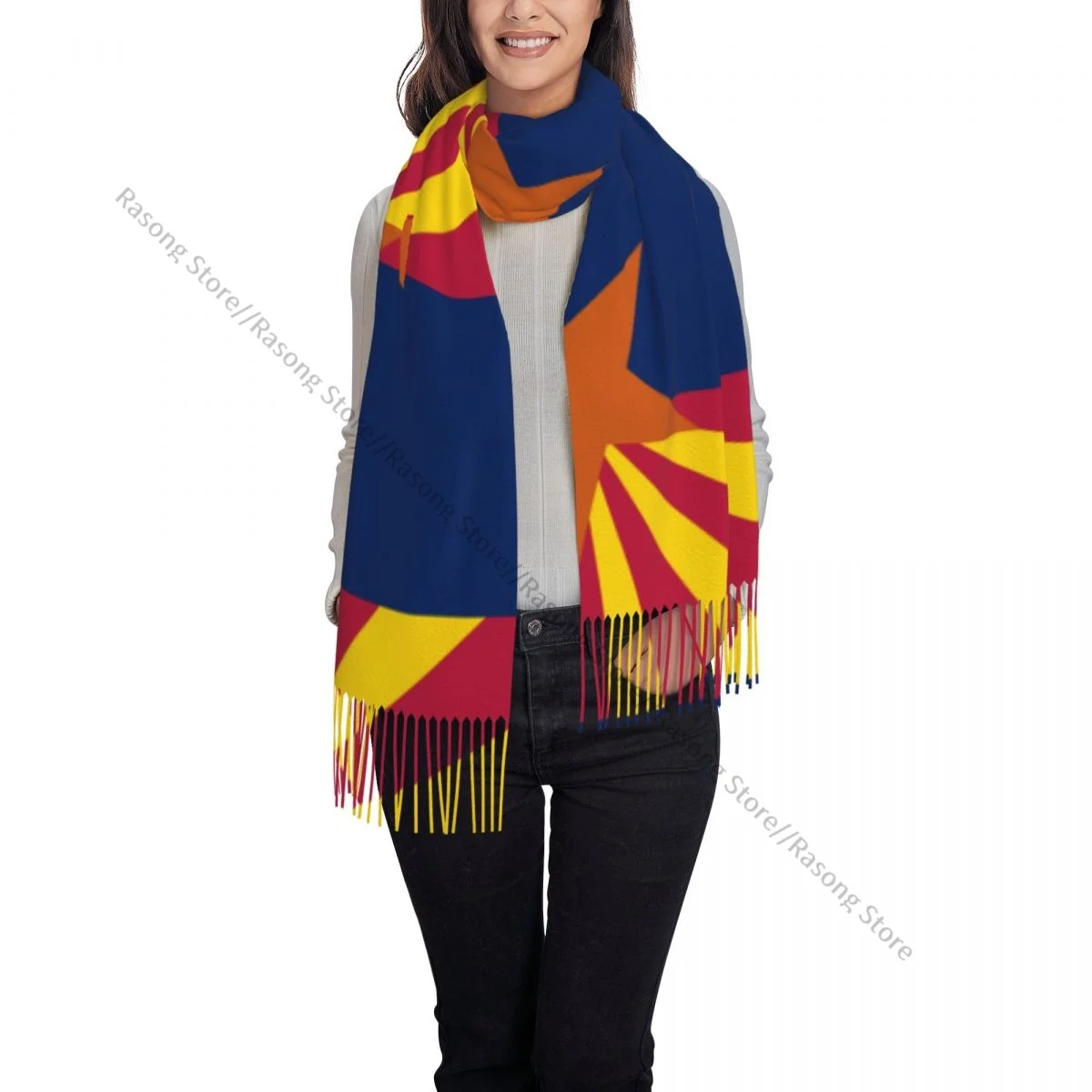 Tassel Scarf Large 196*68cm Pashmina Winter Warm Shawl Wrap Bufanda Female Flag Of Arizona Cashmere Scarves