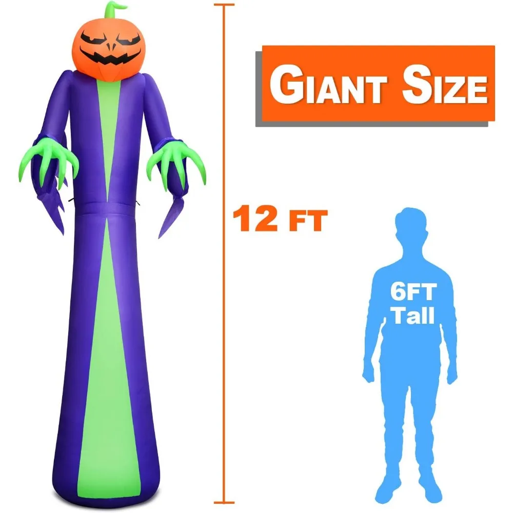 Gigantische Halloween Inflatables Pompoen Halloween Decoraties Springkussens Met Led-Licht Zandzakken Staken Snaren