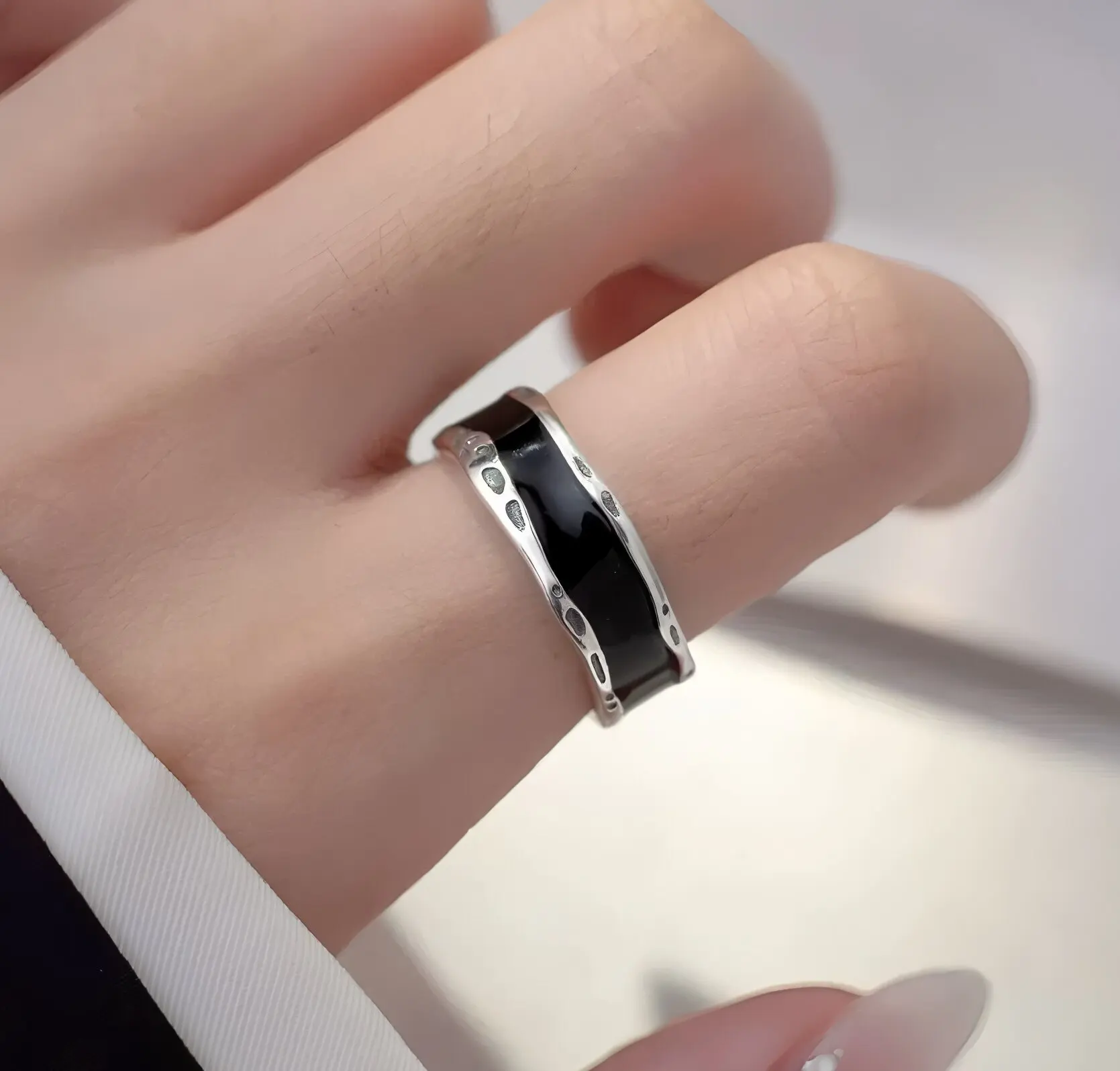 VENTFILLE Blumen-Spitzenring aus 925er-Sterlingsilber, koreanische Mode, Öffnung mit eingelegtem CZ, verstellbare Ringe, Valentinstagsgeschenk