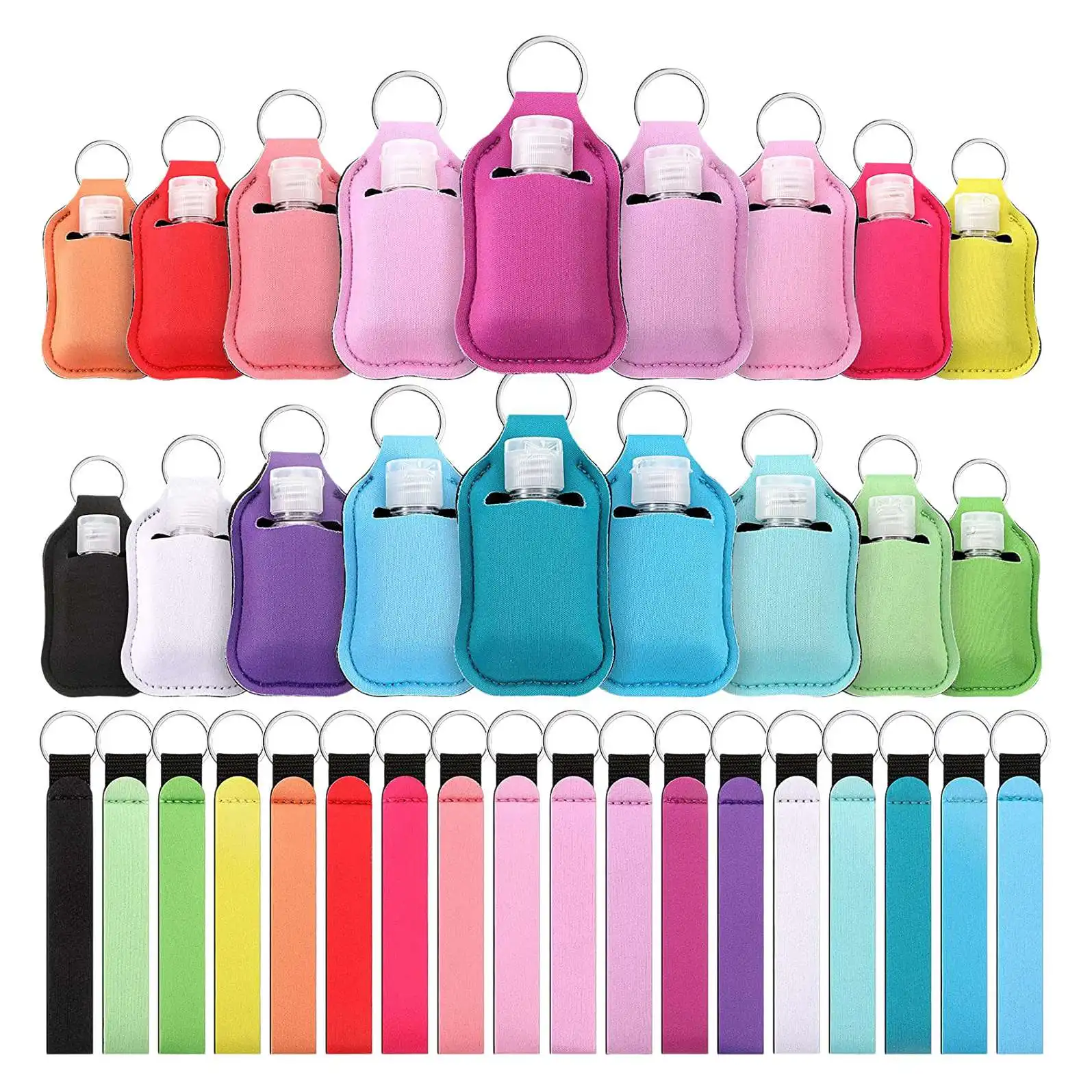 

54 Pieces Empty Travel Bottles with Keychain Holder Set Include Travel Bottle Container, Wristlet Keychain Holder