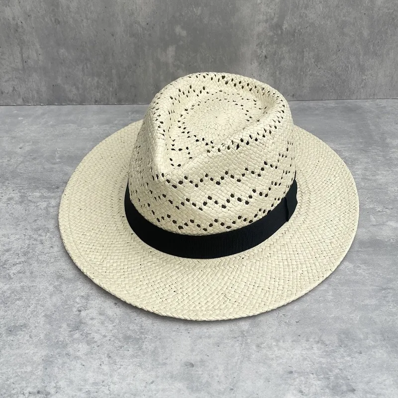 Women's Summer Lightweight Mesh Straw Hollow Fedora Sun Protection Cap