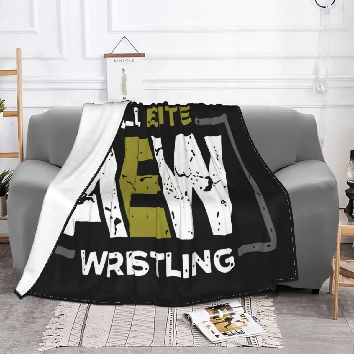 Brand All Elite Aew Wrestling Aew Logo Men T Sbz6241 Fashion Goth Text Solid Color Stylish Throw Blanket