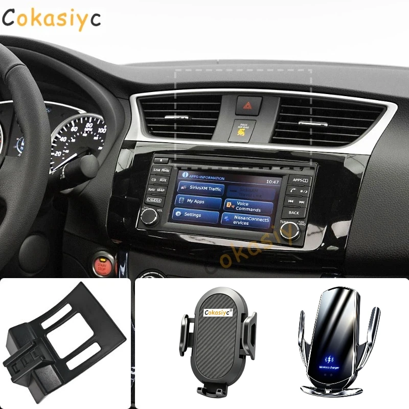 Suporte de Telefone para Carro para Nissan Sylphy B17 2012-2016 2017 2018 2019 Base de Suporte Fixa Especial com Carregamento Sem Fio