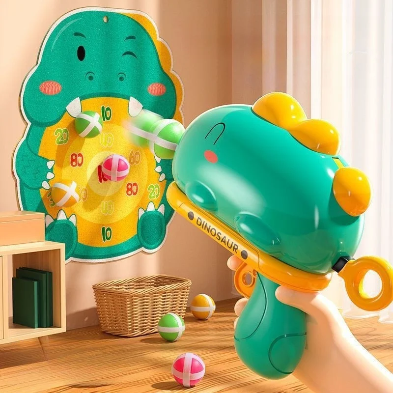 Kinder Dinosaurier Ball Pistole Schießen Spielzeug mit Ziel Klebrige Kugel Outdoor Interaktive Puzzle Geschenk für Kindergeburtstag