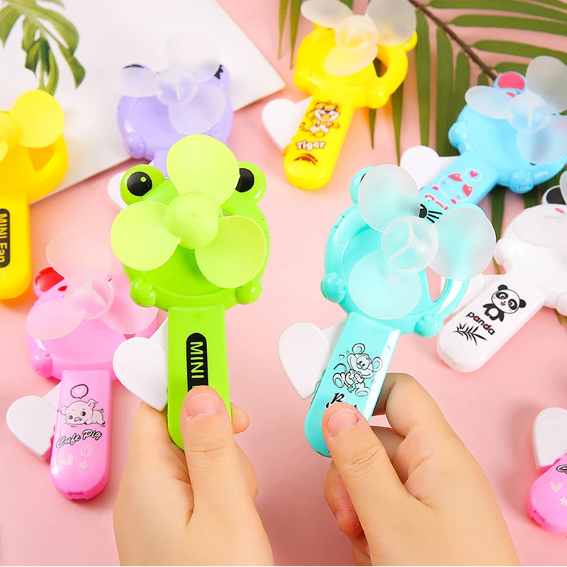 5Pcs Creative hand pressure fan Mini Cartoon Summer Portable Hand Pressure Kids Adult Birthday Gifts Party Favors Goodie Bag Toy