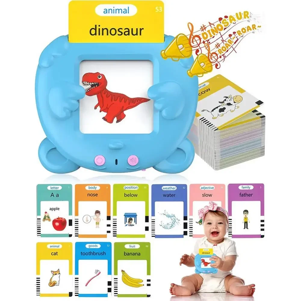 Talking Flash Cards Early Montessori Educational Toy Preschool Learning English Electronic Audio Book Children Interactive Gift