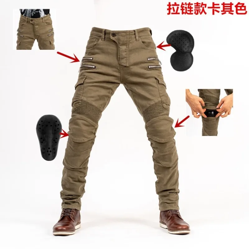 Moto Riding Jeans Protective Gear Anti-Fall Racing Pants Quick Dry Motorbike Denim Trousers for Men Women All Seasons