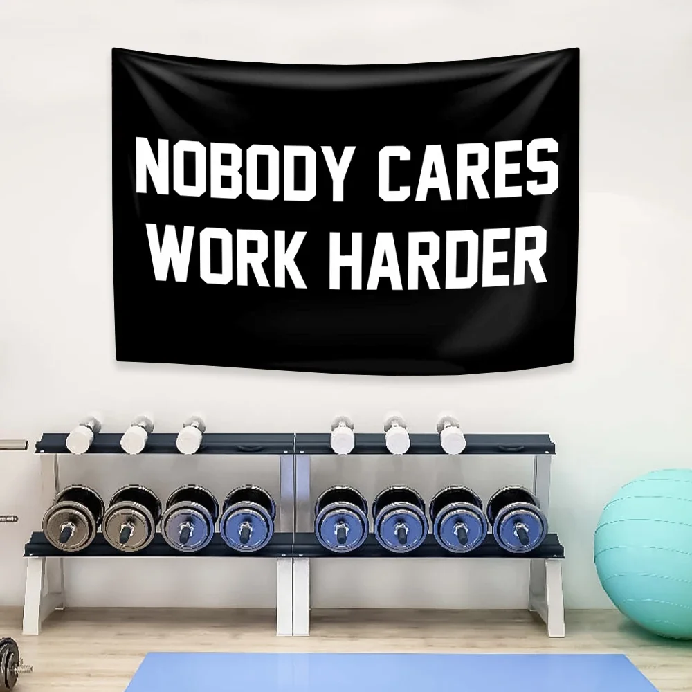 Nobody Cares Work Harder Motivational Gym Tapestry Inspire Your Workout With This Flag Fitness Decor For Gym Dorm Bedroom Decor