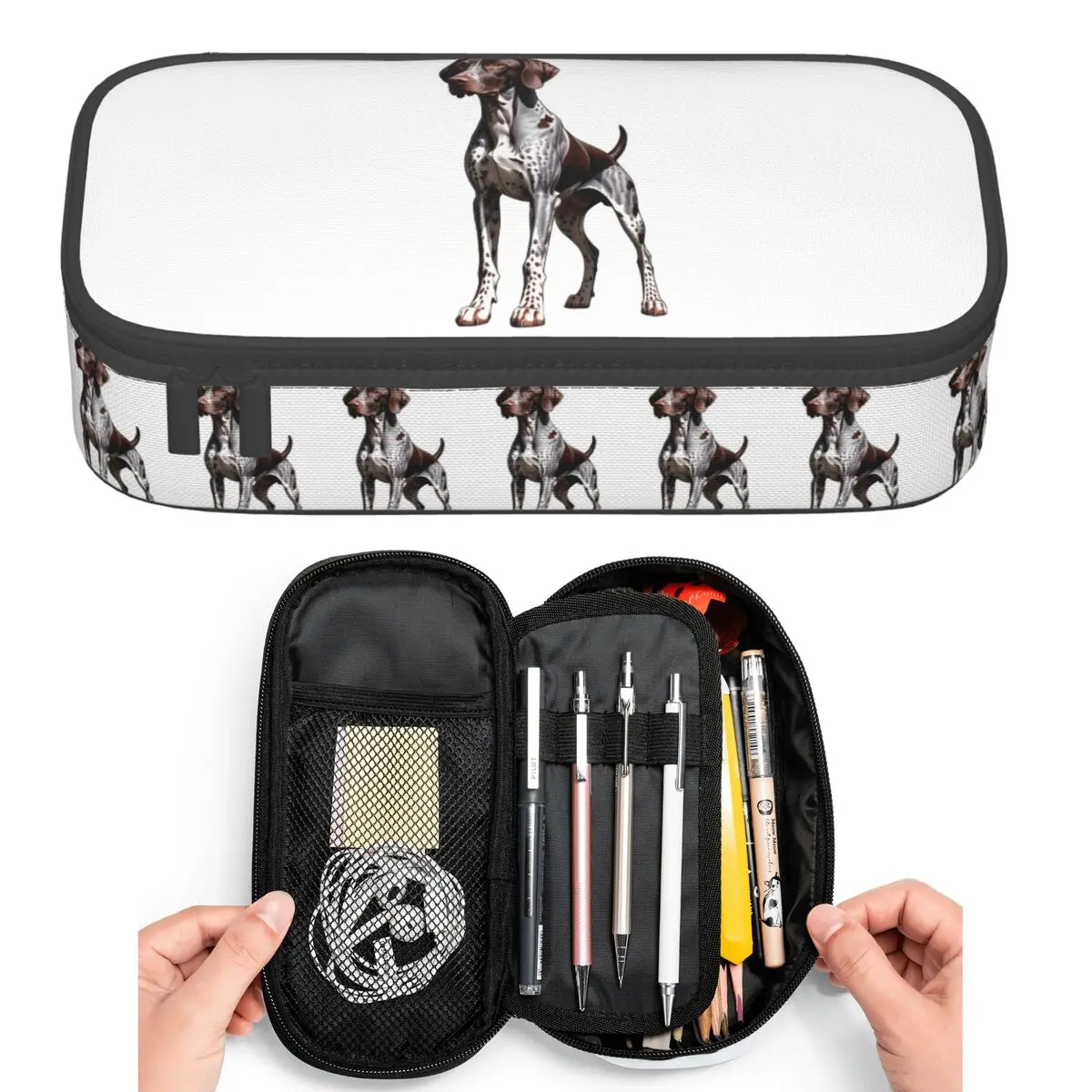 Estuches para lápices con diseño de hueso y pata de perro de raza alemana de pelo corto, para estudiantes, caja para bolígrafos, bolsa para lápices, estuche para lápices de gran capacidad, soporte para bolígrafos