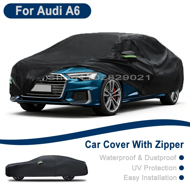 

Outdoor Full Vehicle Cover For Audi A6 - Side Zipper Design, Waterproof Dustproof Sun Protection Car Cover