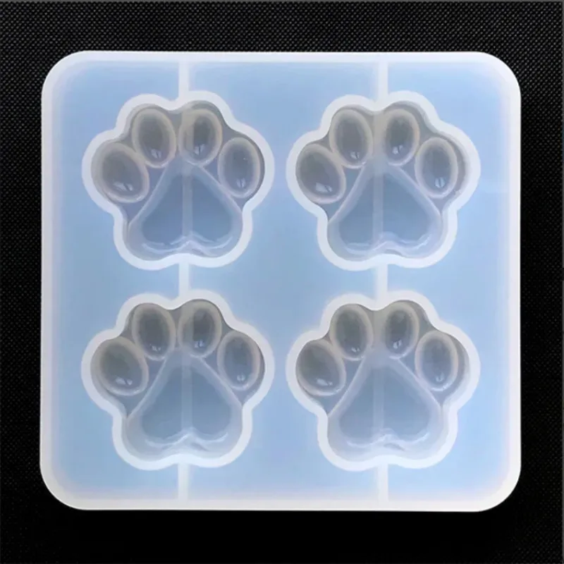 Cat Paw Silicone Mold (4 Cavity) Dog Paw Mold Animal Clear Mold for UV Resin Art Supplies Cabochon DIY Resin Molds for Jewelry