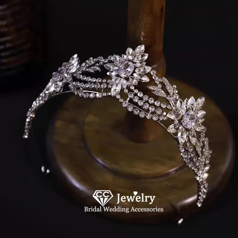 

CC Bridal Crown Women Hair Accessory Wedding Headbands Engagement Hairwear 100% Handmade Romantic Tiaras and Crowns New In HS07