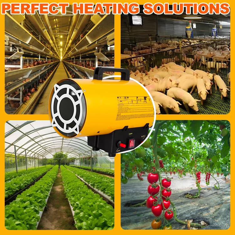 30KW عرض مزدوج كفاءة عالية المتانة الصناعية غاز البترول المسال البروبان البيوتان سخان الهواء لمزارع الخضروات والزراعة #6