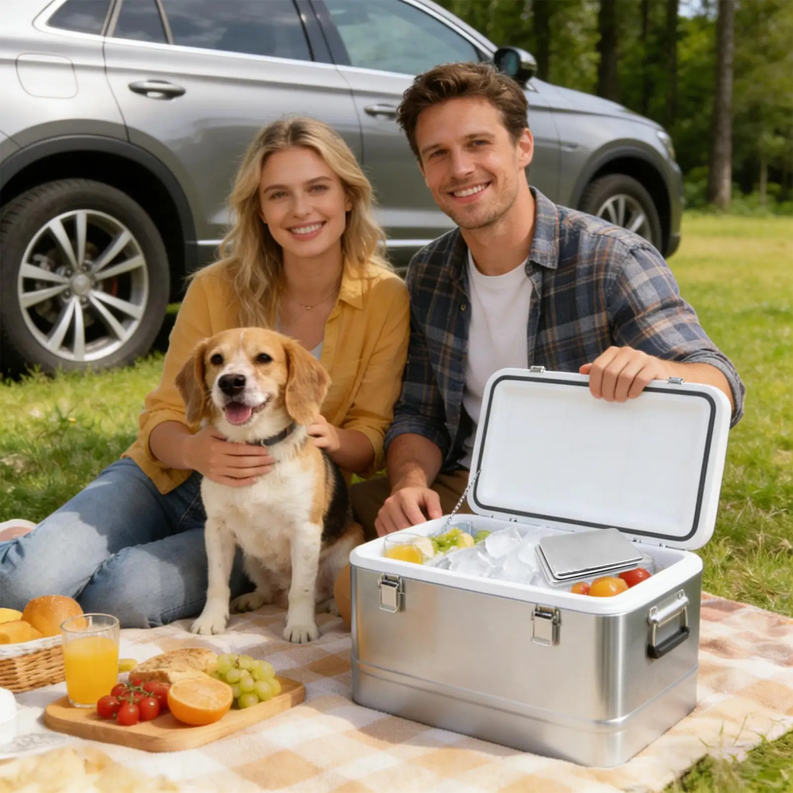 Freezer Packs 2 Pieces Stainless Steel Reusable Trays Reusable Ice Packs For Camping BBQ Picnic Beach Outdoor Work School Meal