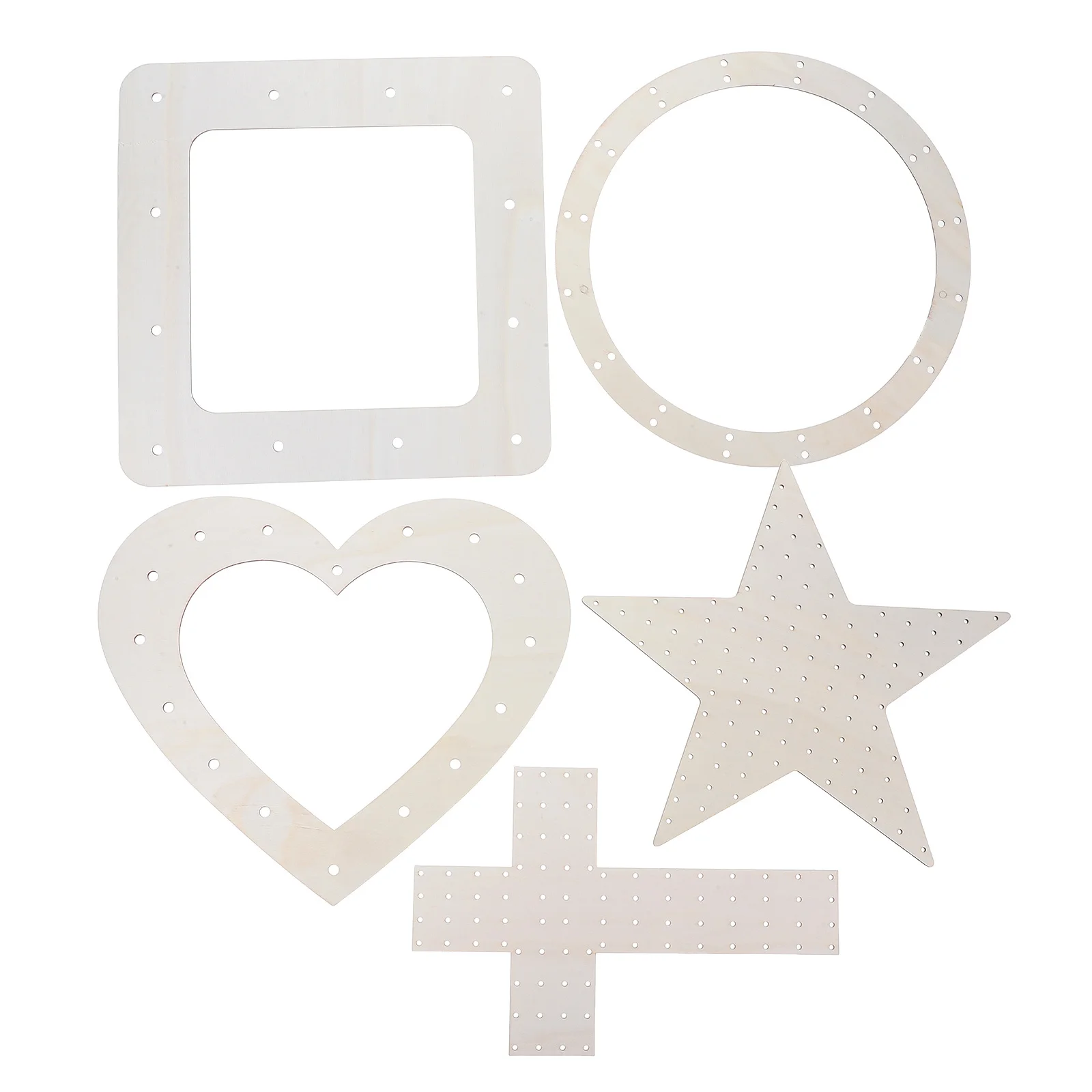 

5Pcs Wooden Wreath Frames Square Round Heart Shape Unfinished Floral Hoop Rings DIY Christmas Easter Wedding Home