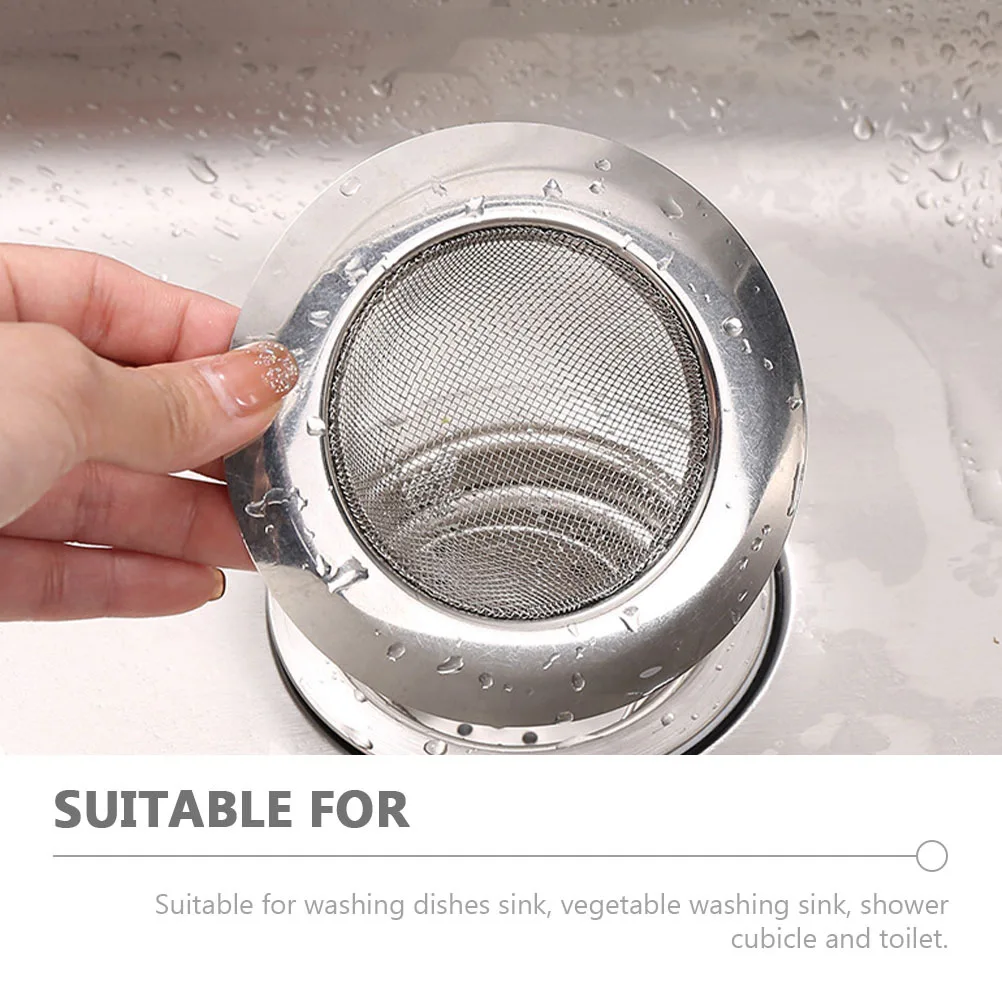 6pcs Stainless Steel Sink Strainer Fine Mesh Drain Filter For Kitchen Bathroom Toilet Food Residue Catcher Rust-Proof