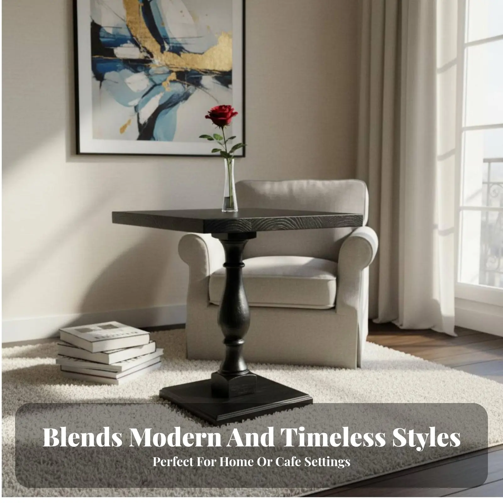 

Черный квадратный стол во французском стиле, дизайнерский квадратный кофейный столик в винтажном минималистичном дизайне для семей, гостиных, зон приема гостей