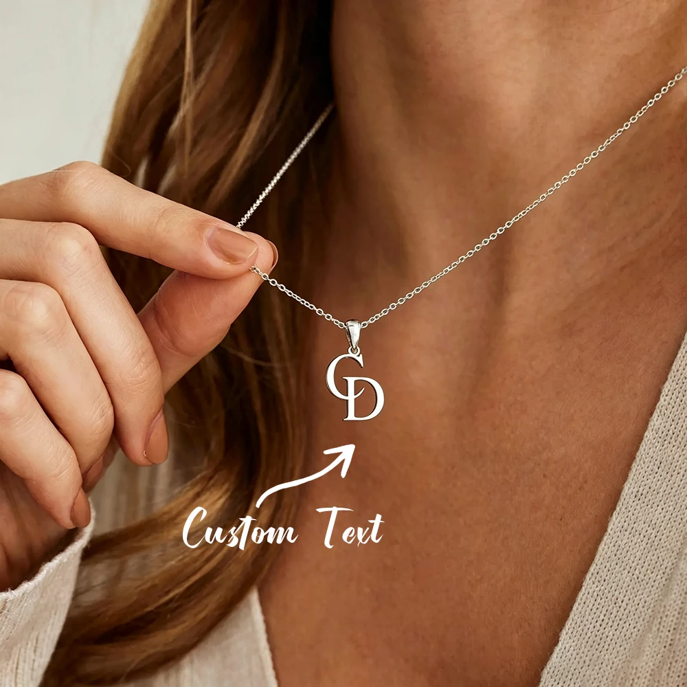 Custom Intertwined Two Initial Letter Necklace for Women Stainless Steel Personalized Monogram Pendant Necklaces Jewelry Gift