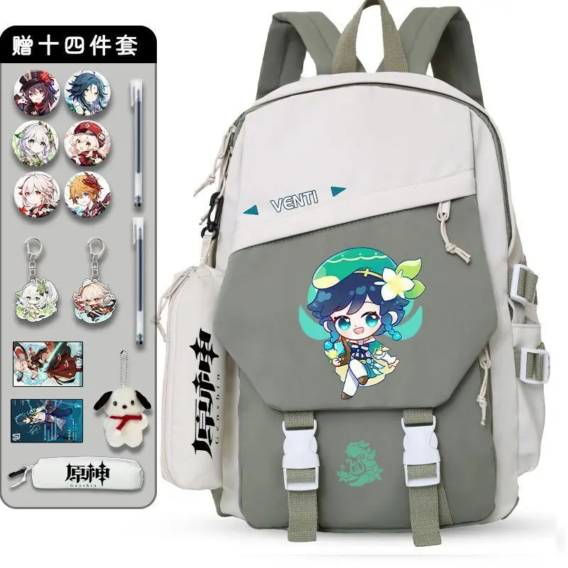 

Genshin Impact Collaboration Zhongli Merchandise Anime Large Capacity Backpack For Boys And Girls Trendy Middle School Double An