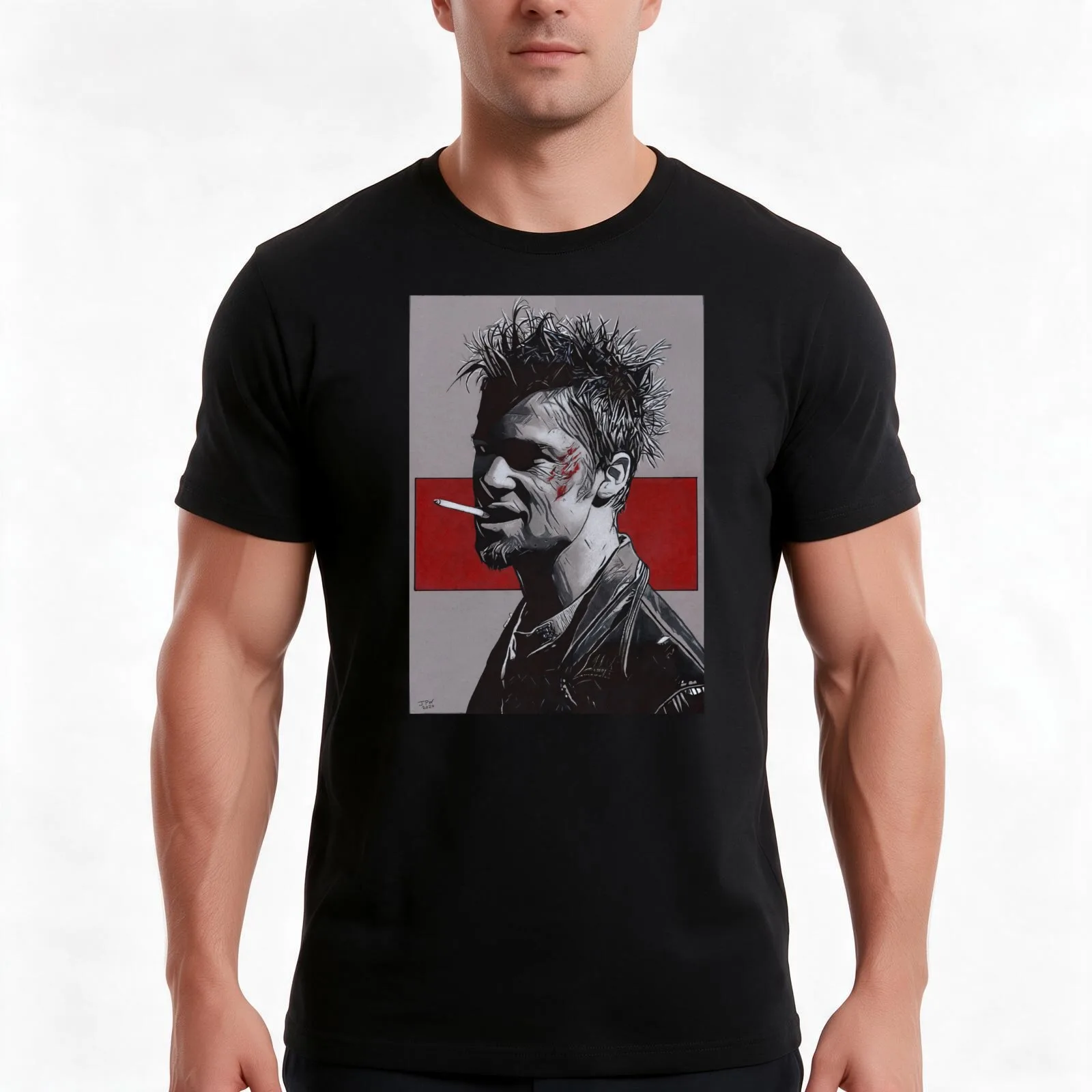Tyler Durden T-Shirt, Summer Casual Cotton Tee, Oversized Streetwear Tops, Vintage Graphic Print, Loose Fit Short Sleeve