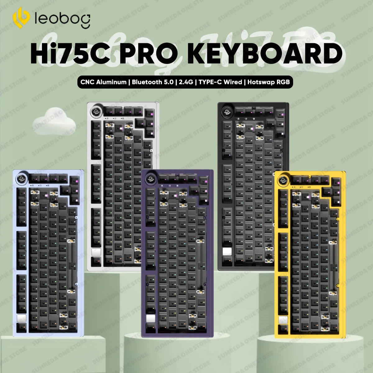 

LEOBOG Hi75C Hi75C Pro Wireless Aluminum Mechanical Keyboard Kit Gaming Bluetooth 2.4G Wired Hot Swap RGB Gamer Gasket Keyboard