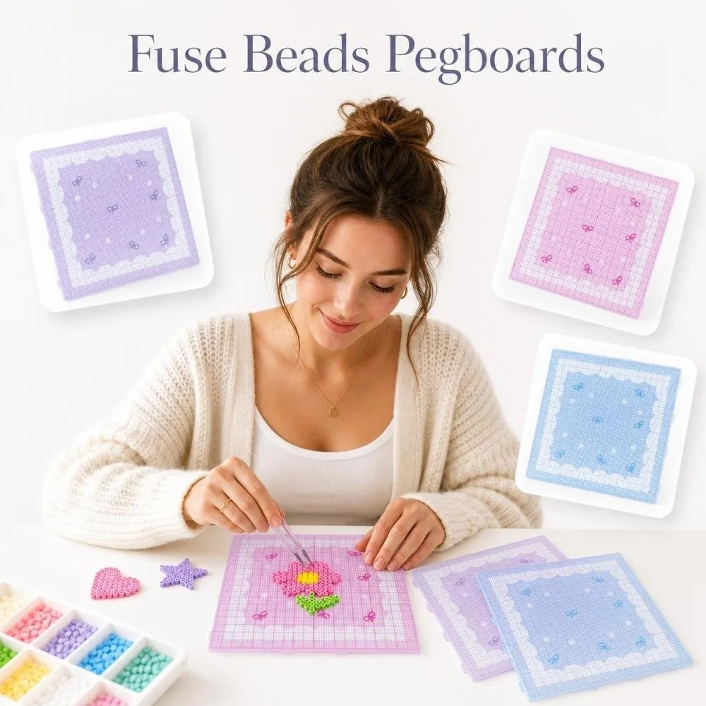 52/78/104Pins Fuse Beads Pegboards Matte Color Eye-protecting Hama Beads Pegboards Heat Resistant Bowknot Perler Beads Boards