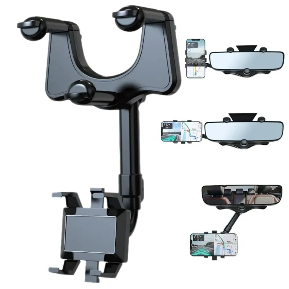 New Universal Car Rearview Mirror Phone Holder 360° Rotation Car Phone Holder Mount Stand For Dash Cam GPS Smartphone Bracket