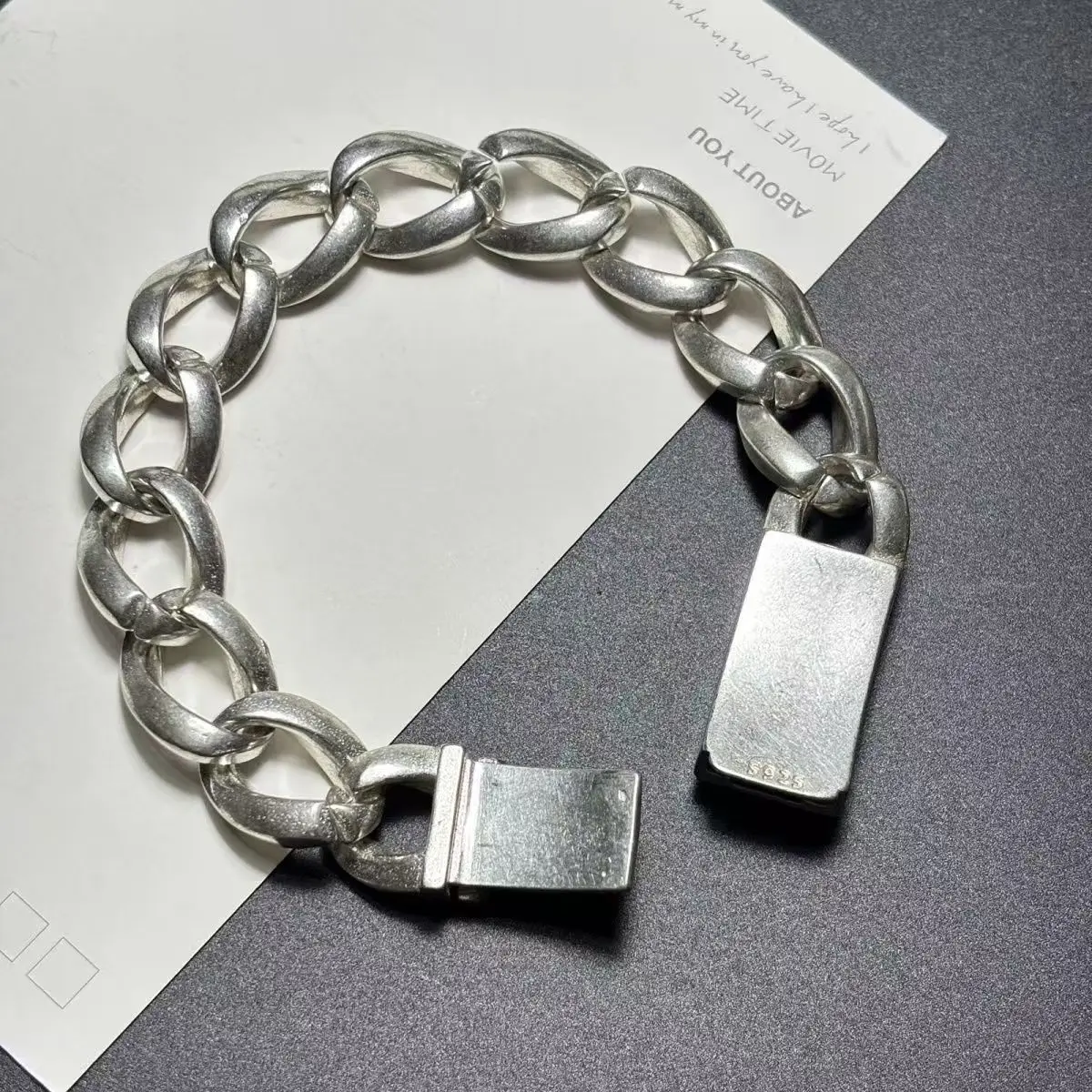 Hot selling vintage men's bracelets men's and women's hidden silver domineering vintage couple niche silver jewelry 4