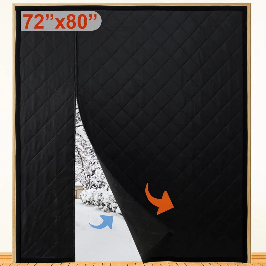 

Wide Magnetic Thermal Insulated Door Curtain for Winter,Thicken Polyester Fiberfill amp Heavy Duty Oxford Cloth,Temporary Window