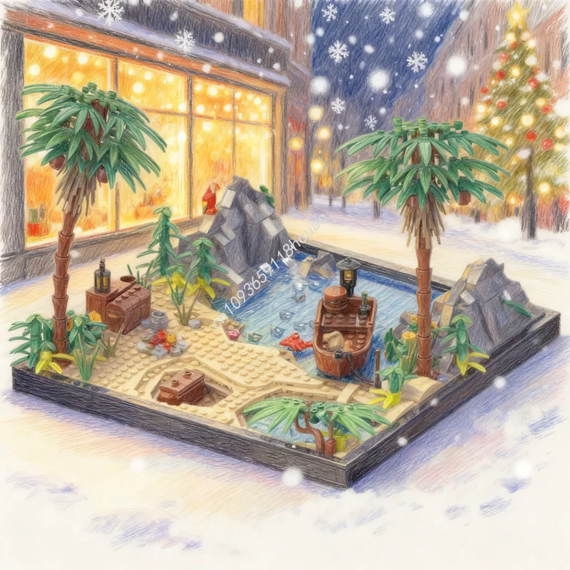 

982 шт. MOC Пираты Пират Карибский остров Модель Строительные блоки Архитектура Рождественские подарки Идея Образовательная игрушка Кирпич День рождения