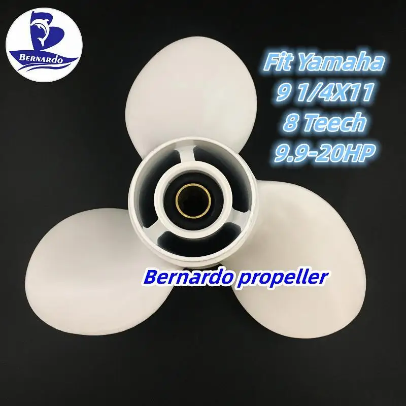 Bernardo Boat Propeller 9 1/4X11 For Yamaha 9.9 15 20HP Outboard Engines Motor Aluminum Alloy Screw 3 Blades 8 Tooth Spline