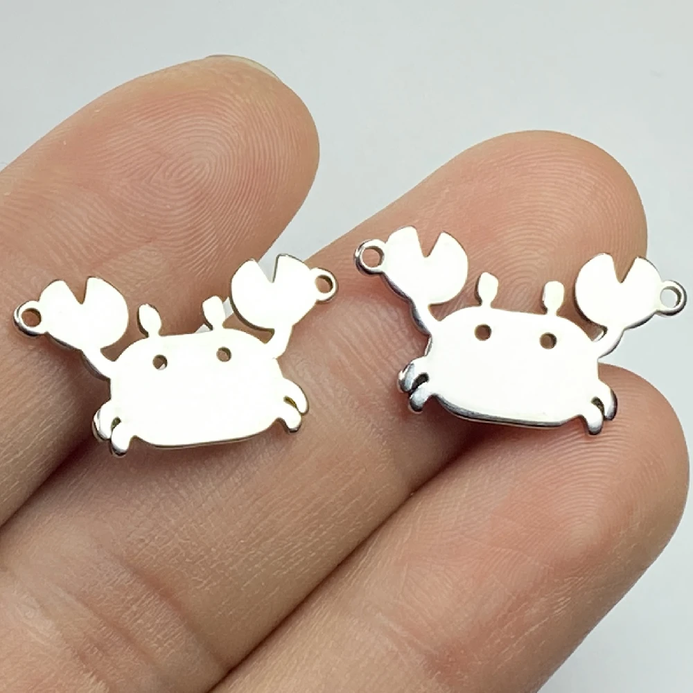 Cute Simulated Crabs Charms Waterproof Stainless Steel 23*13MM Made Tiny Crab Type Jewelry Connectors Diy Making 10cps/lot